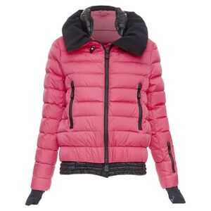 MONCLER Grenoble pink nylon black trim down filled puffer ski jacket Sz1 S